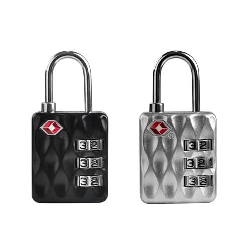 Image of UP Security TSA Locks for Luggage, Small Padlock Combination for Locker, Luggage Locks TSA Approved, Combo Padlock, for Gym Locker, Suitcase Zipper, Gun Case, Storage Unit (Black+Silver)