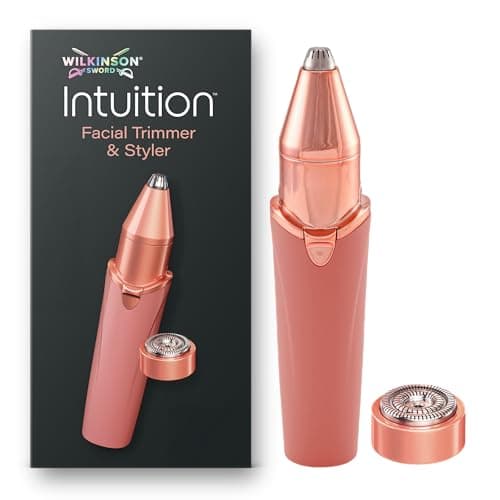 Image of Wilkinson Sword Intuition Facial Trimmer & Styler for Women, 2-in-1 Eyebrow Shaver and Facial Hair Trimmer with 2 x Accessories, 1 x Cleaning Brush, 1 x AA Battery