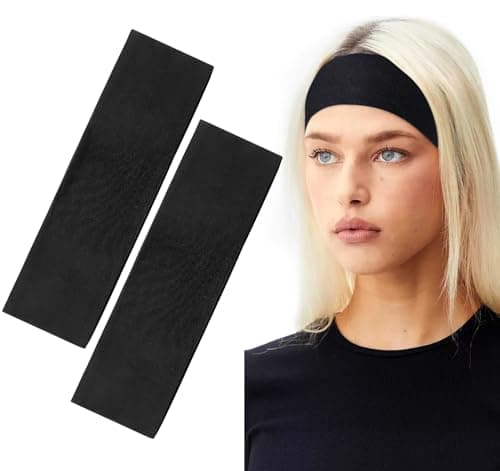 Image of BELEVO Headbands for Women's Hair, 5cm Black Headband Unisex Hair Band Hairband Stretchy Head Bands Adult Women & Men Soft Sweat Band for Yoga, Sports, Gym, Running, Workout, Exercise, Washing Face