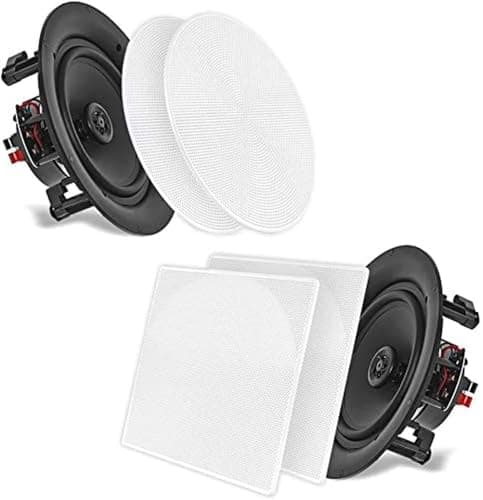 Image of PYLE 25cm Ceiling Wall Mount Speakers - Pair of 2-Way Full Range Sound Stereo Speaker Audio System Flush Design w/ Electronic Crossover Network 35Hz-20kHz Frequency Response & 250 Watts Peak - PDIC106