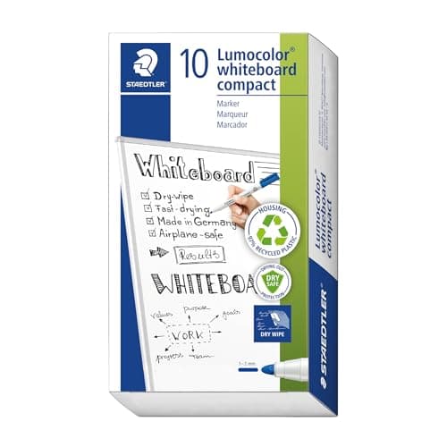 Image of Staedtler Lumocolor Compact 341-3 Whiteboard Marker - Blue (Pack of 10)