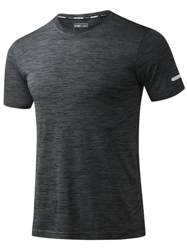 Image of Peakwell Men's Sport T-Shirts Short Sleeve Fitness Athletic Tee-Shirt Workout Running Shirts (Black, L)