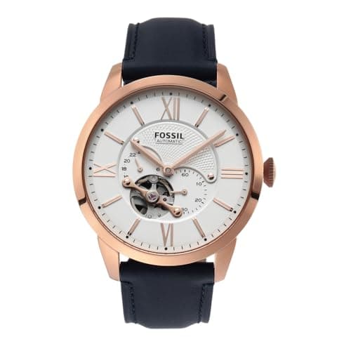 Image of FOSSIL Townsman Watch for Men, Mechanical Automatic movement with Stainless steel or Leather strap, White, 44 mm