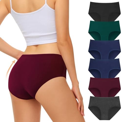 Image of FALARY Mid-Rise Women Underwear Briefs Daily Wearing Ladies Knickers Soft Breathable Panties for Women Hipster Multipack 6 (Size 16, Multicolour-3)