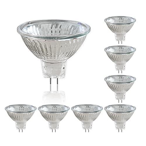 Image of 8 Pack MR16 Halogen Spotlight Bulbs, 12V 35W GU5.3 Spotlight Bulb Dimmable, Warm White 2700K, 400LM, 36° Beam Angle, 2 Bi-pin Halogen Bulb, Dichroic for Ceiling Light, Track Light, Recessed Light