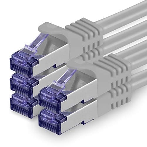 Image of 1aTTack.de Cat.7 network cable 1.5m - gray - 5 pieces - Cat7 patch cable (SFTP/PIMF/LSZH) raw cable 10 Gb/s with Rj 45 connector Cat.6a - 5 x 1.5 meters gray