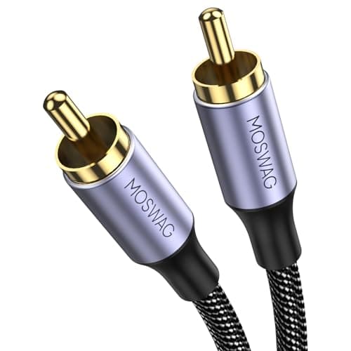 Image of MOSWAG 1M/3.2FT RCA Coaxial Cable rca Male to rca Male Digital Coaxial Audio 24K Plated Nylon,Suitable for Home Theaters, Wii, Car audio Systems, Speakers, DVD Players and Other Places