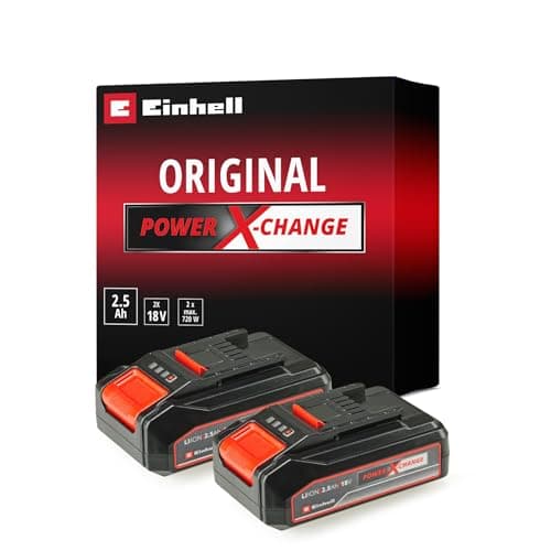 Image of Einhell Power X-Change 18V, 2.5Ah Lithium-Ion Battery Twin Pack - 2 x 2,5Ah Batteries Universally Compatible With All Einhell PXC Power Tools And Garden Machines