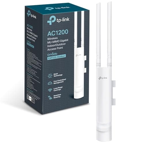 Image of TP-Link EAP225-Outdoor AC1200 WiFi 5 Access Point, Support PoE MU-MIMO,Gigabit Wireless Access Points, Omada Mesh, Seamless Roaming, Optimal for Garden/Office WiFi, IP65 Weatherproof