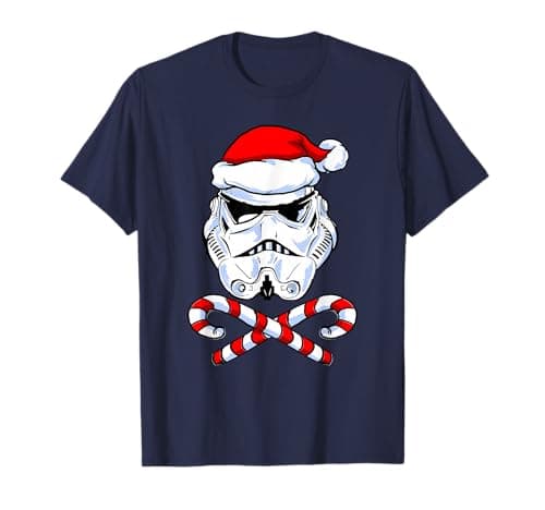 Image of Star Wars Christmas Santa Stormtrooper Crossed Candy Canes T-Shirt