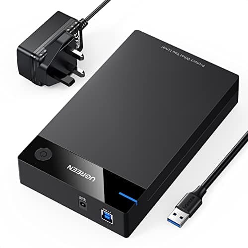 Image of UGREEN Hard Drive Enclosure, SATA to USB 3.0 HDD Caddy for 2.5 3.5 inch SSD HDD Disk up to 22TB with DC Power Adapter, Tool-free Lay-Flat Hard Drive Docking Station for Windows Linux macOS, PS4, Xbox