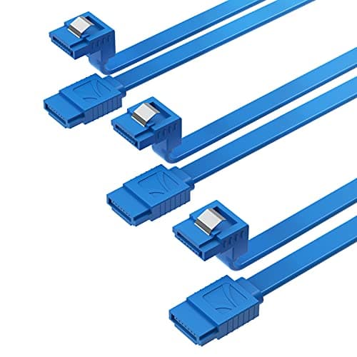 Image of SATA 6Gbps Cable (3 Pack) - L Shape 7 Pin SATA III With Locking Latch for HDD/SSD, CD, and DVD Drives - 50 cm, Blue (CB-SRB3)