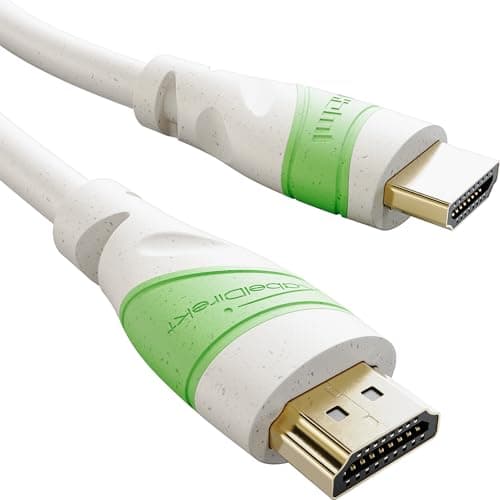 Image of KabelDirekt – Eco HDMI cable – 2m (Cable sheath partially made from bio materials like straw granules – High Speed HDMI with Ethernet for 4K@60Hz, PC/Blu-ray/PS5/Xbox Series X/Switch, grey/green)