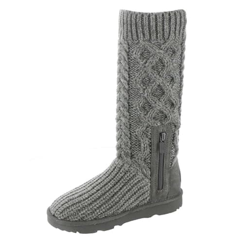 Image of UGG Unisex-Child K Classic Cardi Cabled Knit Fashion Boot, Grey, 7 Toddler