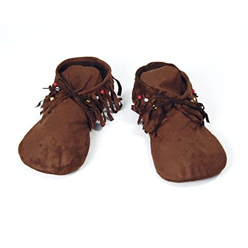 Image of Ladies Brown Indian Moccasins (1 Pair) - Comfortable & Stylish Design, Perfect for Festival, Hippy Parties, Themed Events, & Everyday Footwear Halloween
