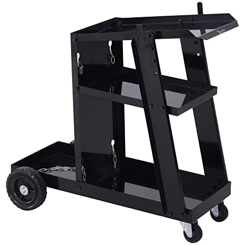 Image of DURHAND Welding Cart Welder Trolley Garage for Gas Bottles w/Safety Chain, Wheels, Black