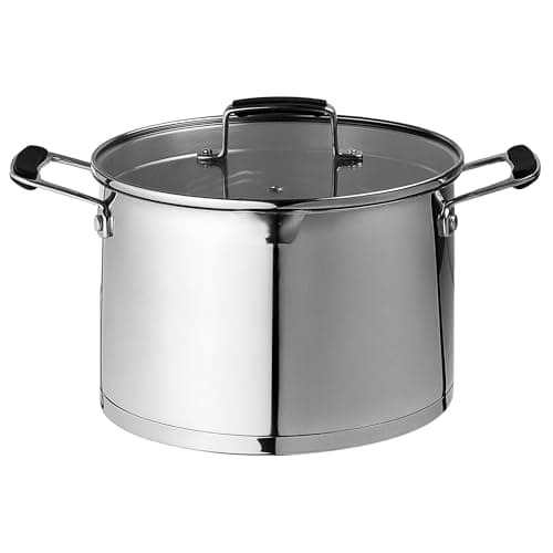 Image of Prochef Stockpot, Stainless Steel, Mirror-Polished, 6.5L Capacity, 24cm x 16.6cm, Oven Safe, Induction Compatible, Silver