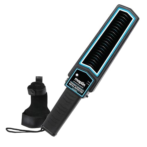Image of Maplin Metal Detector Wand, Handheld 10’’ Body Scanner with Beep & Vibration Alerts for Security, Weapon & Knife Detection with LED Light, for Security, Airports, Nightclubs & more