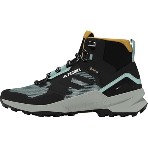 Image of adidas Men's Terrex Swift R3 Mid GTX Hiking Boots, Semi Flash Aqua/Core Black/Preloved Yellow, 12.5 UK
