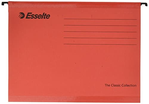 Image of Esselte Classic Reinforced Suspension File, A4, Pack of 25, Tabs Included - Red