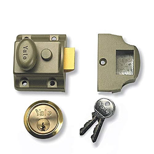 Image of Yale B-723-ENB-PB-40 Deadlatch Nightlatch, Nickel Finish/Brass Cylinder, 40 mm Backset