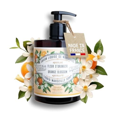 Image of Orange Blossom Hand Wash 500ml - Moisturising Liquid Hand Soap 96% Natural - French Savon de Marseille - Olive & Coconut Oil - Luxury Bathroom & Kitchen Soap - Panier des Sens