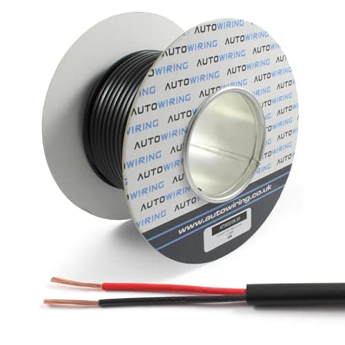 Image of Automotive FLAT Twin 2 Core Cable 12v 24v Thin Wall Wire (11 AMP Rated 0.5mm² 20 AWG) 10/30/100 Metre (10M Coil)