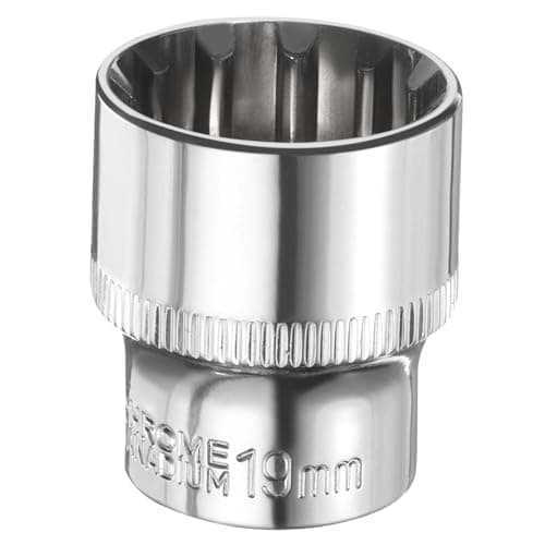 Image of sourcing map 12 Points Socket 3/8" Drive 19mm Metric Shallow Impact Socket Cr-V Steel Chrome Plating Flip Sleeve Nut Driver Wrench for Home Auto Nuts Bolts Repair