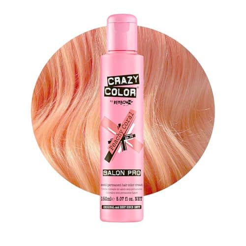 Image of Crazy Color Peachy Coral Semi-Permanent Hair Dye. Highly Pigmented Pinky Peach Conditioning & Oil Nourishing Vegan Formula | No Bleach or Ammonia | Limited Edition 150ml Size