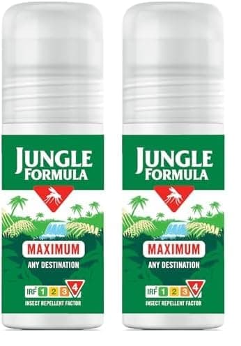 Image of Jungle Formula Maximum Insect Repellent 50ml - Roll-On Repellent for Long-Lasting Protection - with DEET - Maximum Level of Protection Against Mosquitoes (Pack of 2)