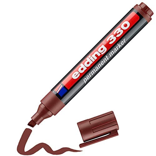 Image of edding 330 permanent marker - brown - 1 pen - chisel tip 1-5 mm - waterproof, quick-drying, smear-proof pens - for cardboard, plastic, glass, wood, metal and fabric