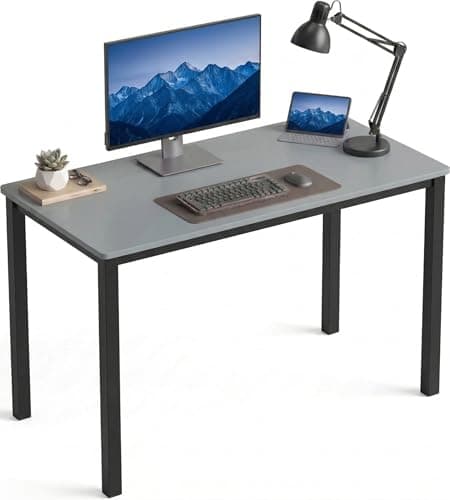 Image of Blisswood Computer Desk 100 x 50 x 75 cm, Office Desk for Home, Small Study Writing Table, Wooden PC Desk with Metal Frame for Bedroom, Living Room & Workstation, Grey