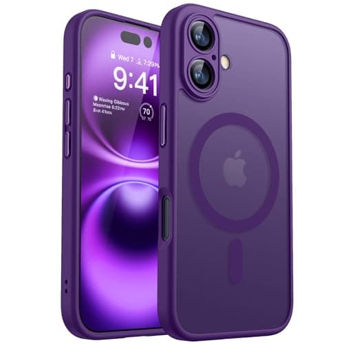 Image of CANSHN Magnetic for iPhone 16 Plus Case, Upgraded [Full Camera Protection] [Compatible with Magsafe] [Translucent Matte] Shockproof Protective Phone Case for iPhone 16 Plus 6.7" - Deep Purple
