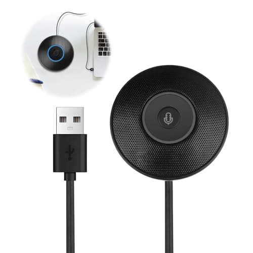 Image of USB Conference Microphone, 2 Meters Microphone for Computer, 360° Omnidirectional Condenser Microphone for PC for Meeting Online Classes, Zoom Call, Skype Chat, Plug and Play (Black)