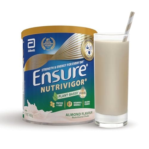 Image of Ensure NutriVigor Nutritional Shake – Almond Flavour – 400g – Food Supplement with Protein, HMB & 27 Vitamins & Minerals – Supports Strength, Energy & Immunity – With Vitamin D, C & B