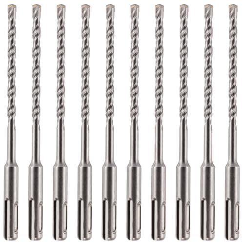 Image of 10 Pack Of - 6mm x 160mm Long SDS Plus Hammer Drill Bits, Professional Tungsten Carbide Tipped Masonry Drill Bit For Brick, Concrete, Stone, Granite. 6mm SDS Drill Bit