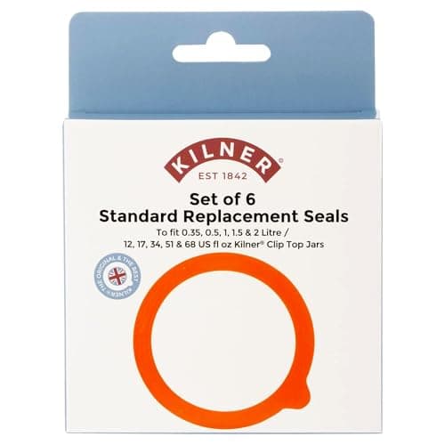 Image of Set of 6 Kilner Replacement Jar Seals, Standard Rubber Rings for Clip Top Jars (0.35L, 0.5L, 1L, 1.5L, 2 Litre), Airtight Silicone Gaskets for Preserving Pickling Storage Food Safe Sealing Rings