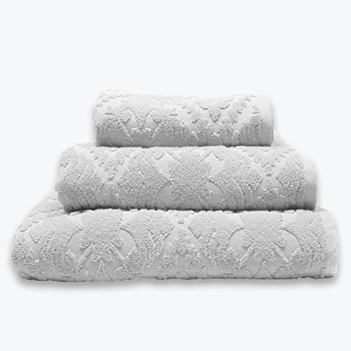 Image of Allure Jacquard Bath Sheet 90 x 165cm, Pack of 2 Large Bath Towels, Floral Textured Design, Supersoft, Washable, 100% Cotton (Grey)