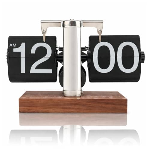 Image of Tomedny Flip Clock, Retro Digital Flip down Clock Vintage Design Classic Mechanical Decor Internal Gear Operated for Home Office School Hotel Cafe (Stainless Steel Black)