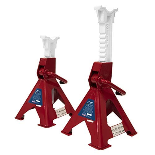 Image of Sealey Axle Stands (Pair) 3 Tonne Capacity Ratchet Type Steel Base Cast Head ** Sealey_VS2003 **