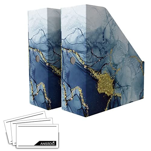 Image of ANSSDO 6 Pack Magazine File Holder Premium Magazine Holder for Desk, Foldable Cardboard Magazine File Organizer as Book Bins Folder Holder Magazine Storage for Office or School