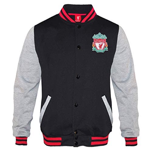 Image of Liverpool FC Official Gift Mens Retro Varsity Baseball Jacket Black 3XL