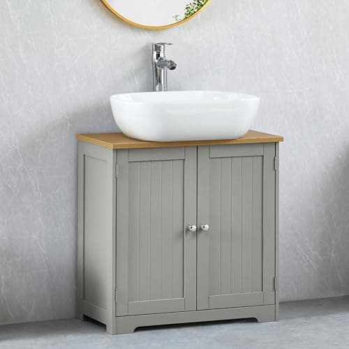 Image of Bath Vida Priano Under Sink Bathroom Cabinet Floor Standing Storage Cupboard Basin Unit, Grey & Oak