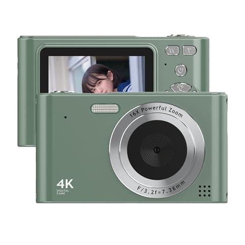 Image of Andoer 4K Digital Camera, 48MP Compact Portable Photo Camera 2.4 Inch Screen 16X Digital Zoom Anti-Shake Face Detection Beauty Effect Motion Detection for Kids Teen Students Beginner (Army Green)