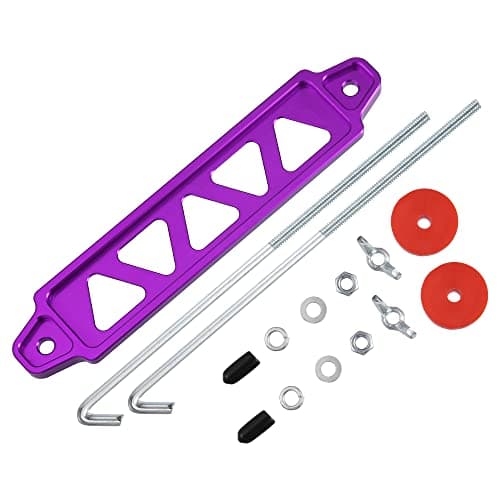 Image of X AUTOHAUX 1 Set Car Battery Hold Down Bracket Kit with 10in J Bolts Purple