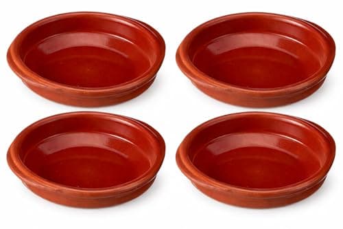 Image of Set of 4 x 14cm Spanish Terracotta Tapas Dishes/Cazuelas