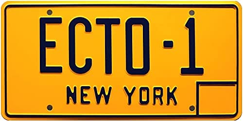 Image of OPO 10 - ECTO 1 car metal license plate replica compatible with 1959 Cadillac orange from GHOSTBUSTERS movie (56)