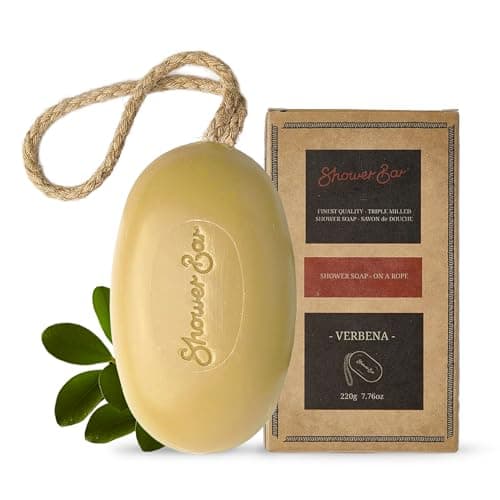 Image of Verbena Scented Soap on a Rope - 220g Natural Solid Body Wash Bar for Travel & Home - Long Lasting, Vegan, Plastic-Free, Eco-Friendly & Moisturizing