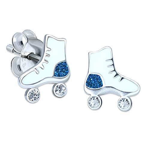 Image of Blue Glitter Roller Skates Earrings - Sterling Silver