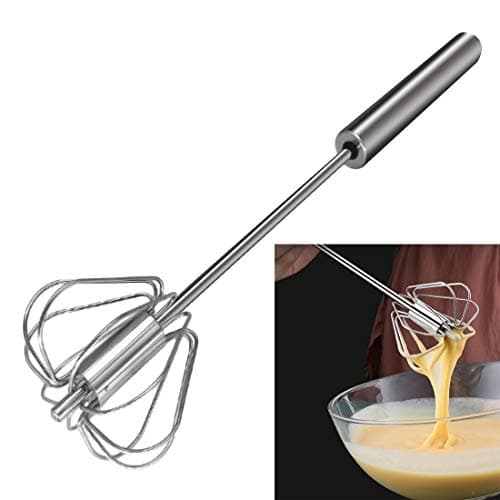 Image of Feeziloe Egg Whisk, Egg Beater, Hand Push Whisk Blender, Food-Grade 304 Stainless Steel Egg Beater, Milk Frother, Rotating Push Mixer Stirrer for Whisking, Beating, Stirring